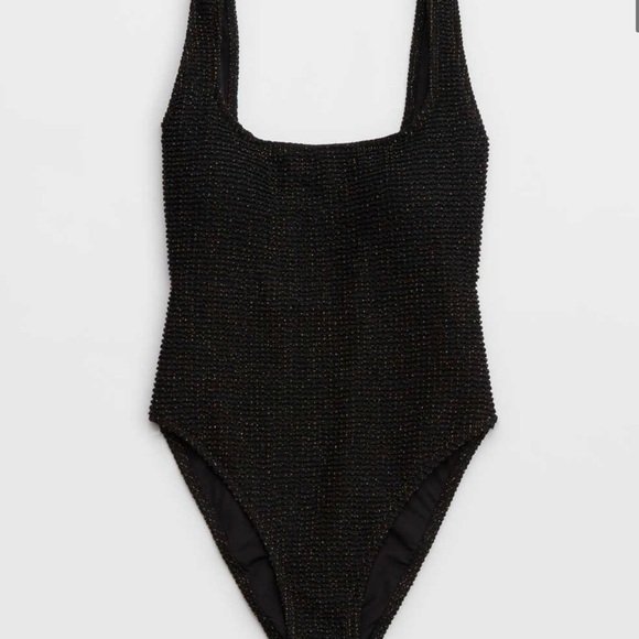 Aerie Lurex Crinkle Black One-Piece Swimsuit - Picture 4 of 8